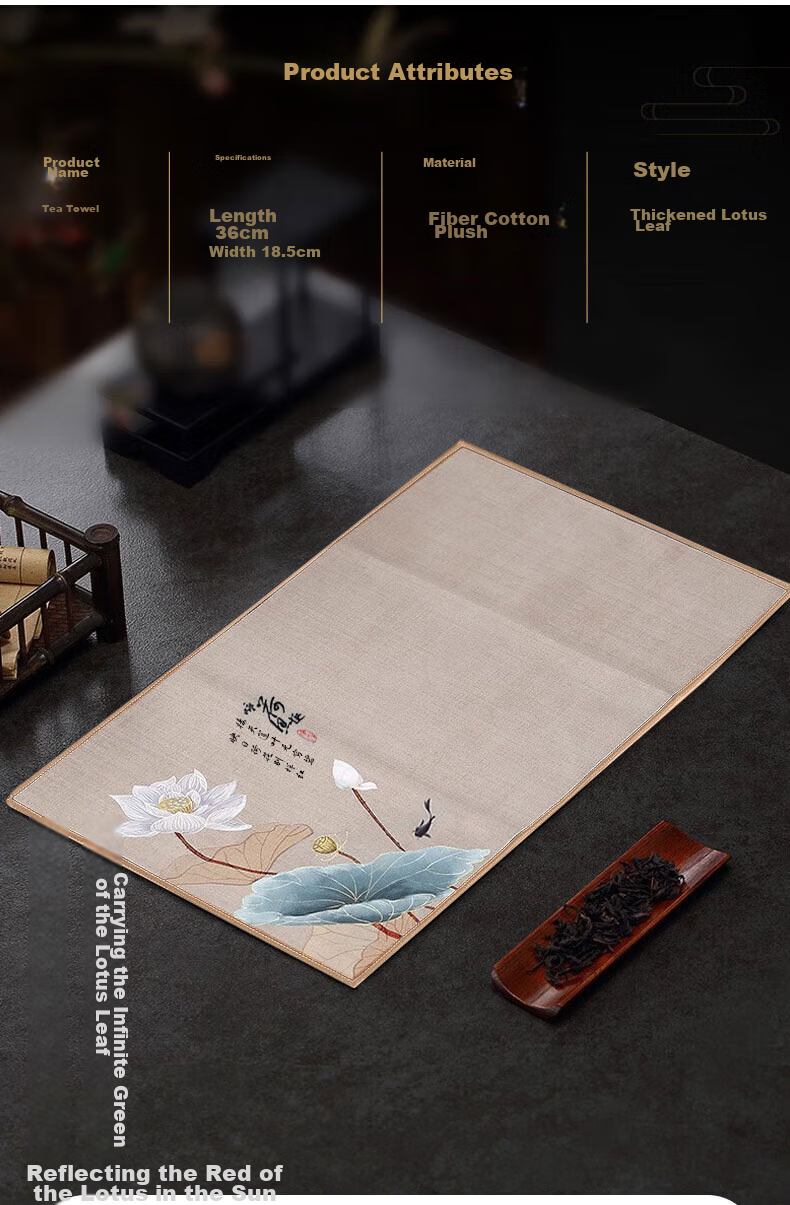 MENGTING Tea Towel, Absorbent High-Quality Tea Table Cloth, Non-Shedding Towel for Tea Set Accessories, Pack of 3 2