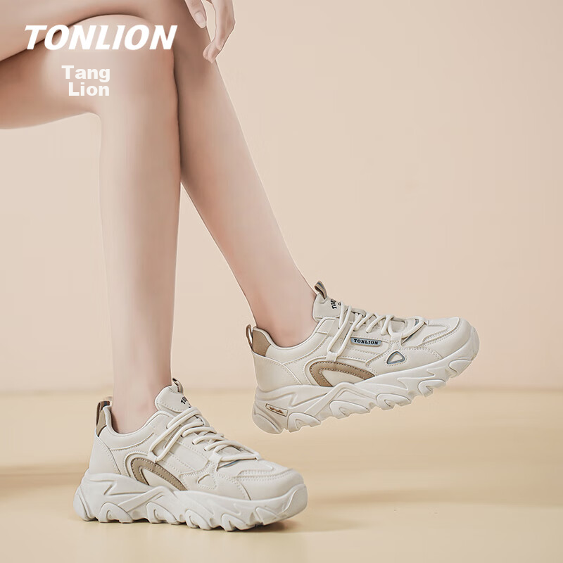 TonLion Women's Shoes, Summer Thick-Soled Dad Shoes, Korean-Style Women's Footwear, Female Student Sports White Sneakers