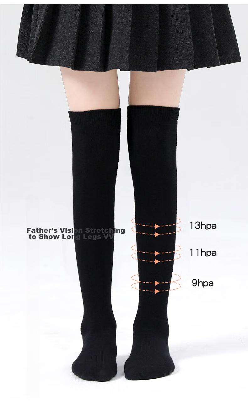 Zhiyouban Girls' Mid-Calf Socks, Children's Knee-High Socks, Spring And Autumn Style, Over-Knee White Long Socks, Black High Socks for Girls, Student Socks 8