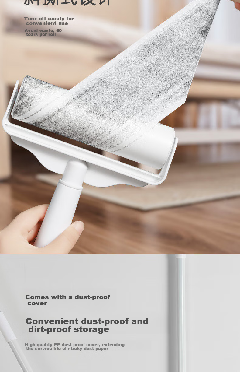 TOMMY DUCK Lint Roller, Fur Remover Tool, Clothes Cat Hair Carpet Cleaning Pet Furry Brush, Long And Short Handle Switchable Set 12