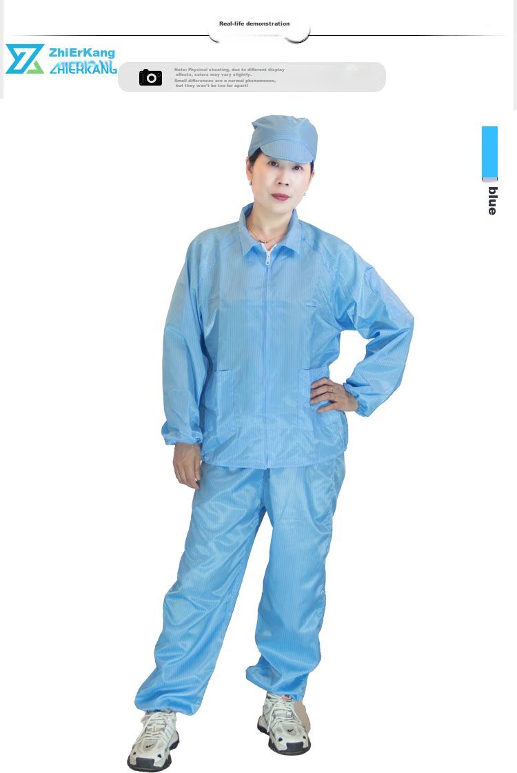 Zhierkang Antistatic Two-Piece Coverall with Hood, Blue 3XL, Clean Room Protective Workwear for Dust-Free Environments And Paint Spraying 6
