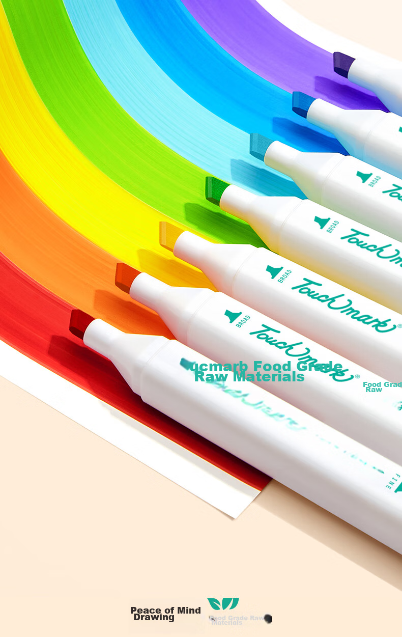 Touch Mark [Super Popular] Taichi Stationery 24-Color Food-Grade Markers, Washable Dual-Tip Watercolor Pens for Children, Drawing Pens for Students, Art Supplies, Children's Birthday Gift 12