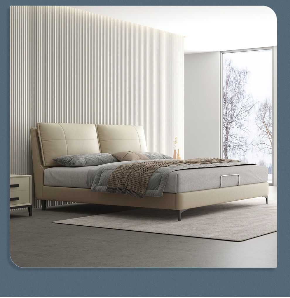 喜临门真皮皮床现代简约软床双人床意式舒适软包床靠包可拆主卧婚床头