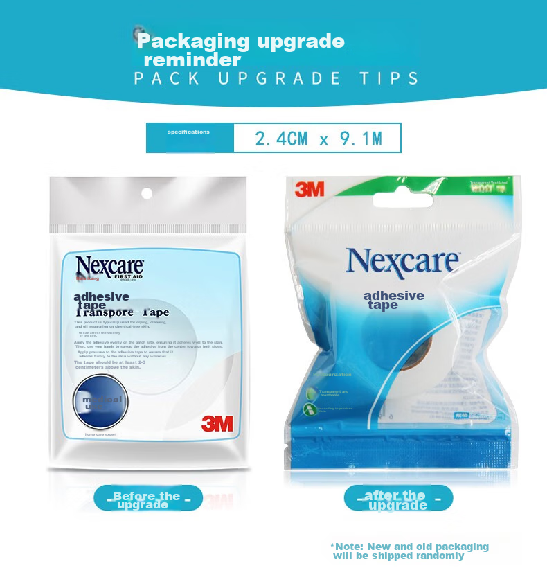 3M Nai Shi Kang Adhesive Tape, Non-Woven Binding Tape, Bandaging Fixation for Pets, Ear Wrapping Tape, Micro-Hole Breathable Type - 0 (1.2cm*9.1m) 1