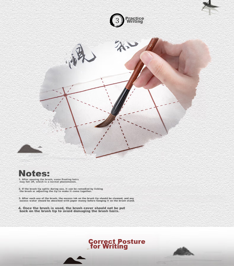 Deli Calligraphy Beginner Set, 3 Wolf Hair Brushes, Medium And Large Regular Script, Four Treasures of The Study, Chinese Painting Copybook, Brush Pen, Ink, Paper, Inkstone, Large Medium Small Regular Script, Adult Back-To Gift 14