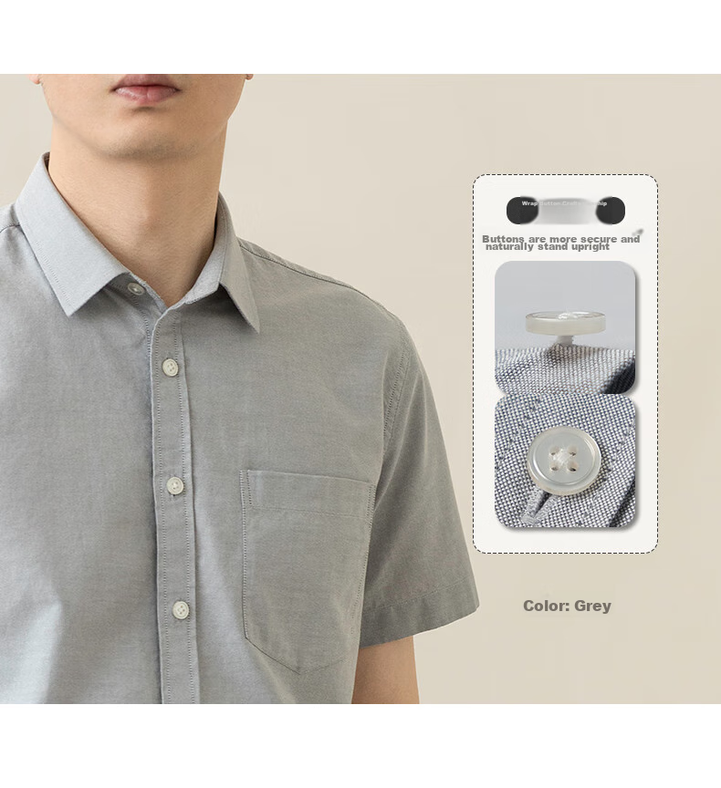 BLACKMONDAY Summer Pure Cotton Oxford Cloth Shirt for Men, Short Sleeve All-Cotton Wrinkle-Free Fashionable Versatile Business Casual Formal Shirt 7