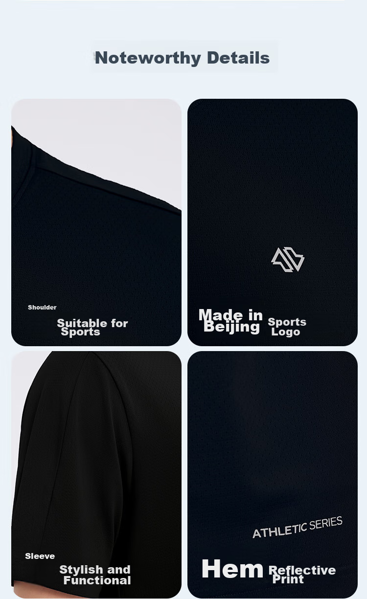 JD Original [Super Quick-Dry Set] Running Sportswear Set Moisture-Wicking Quick-Dry T-Shirt Five-Point Shorts for Men Spring/summer Black XL 13