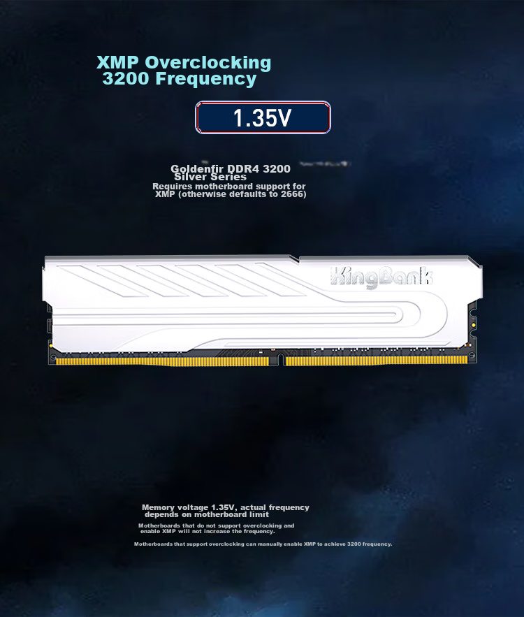 KINGBANK 8GB DDR4 3200 Desktop Memory Module, Yinjue C16 2