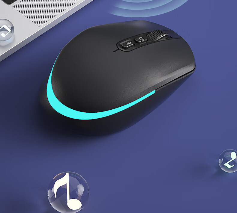 Aigo M60 Moonlight Curve Wireless Mouse, 2.4G Connection, Rechargeable Lithium Battery, RGB Lighting, One-Key Return to Desktop, Suitable for Business Office And Gaming, Black 11