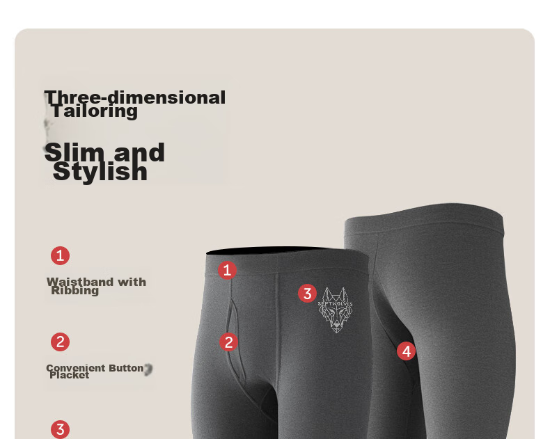 SEPTWOLVES [100% Cotton Antibacterial 2-Pack] Men's Thermal Underwear, Pure Cotton Antibacterial Warm Base Layer Pants 23