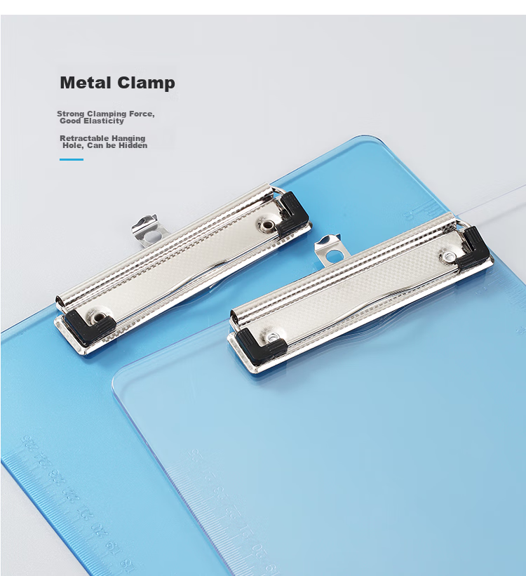 COMIX A4 Clipboard, Metal Strong Clip Plastic File Folder, Multifunctional Writing Pad, Simple Hard Conference Folder, Transparent White EA8002 4