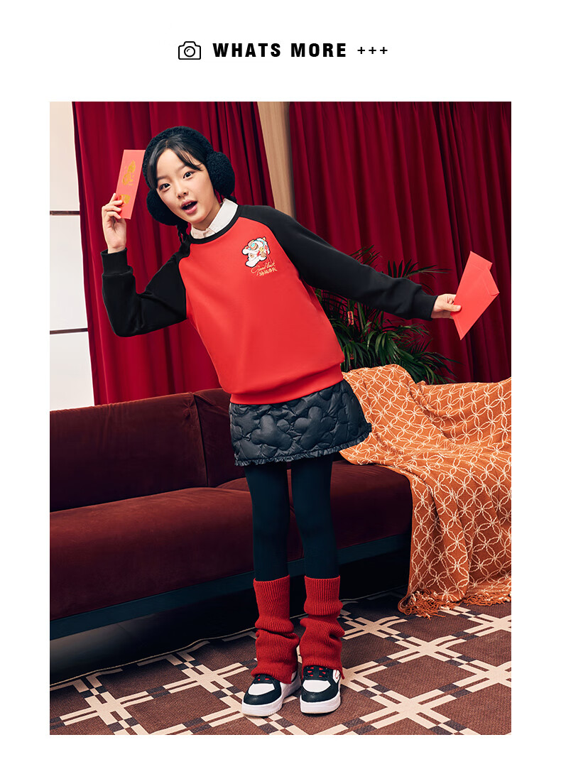 ERKE Children's Clothing, Boys And Girls Round Neck Top, Kids And Teens Thick Cartoon Sweatshirt, Black, Size 120 28