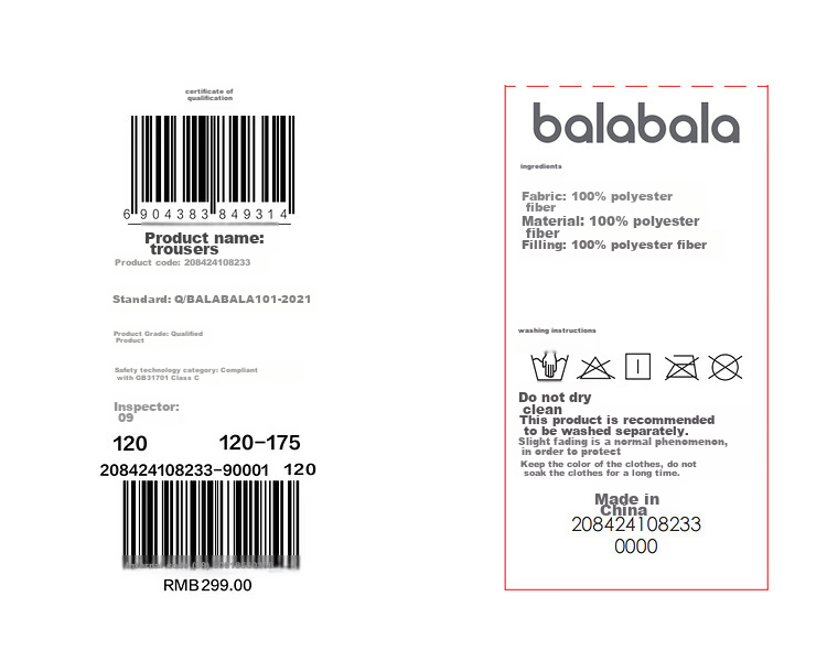 BALABALA Children's Clothing, Boys' Pants for Autumn And Winter, Girls' Sports Pants for Older Children, Kids' Long Trousers, Windproof 23
