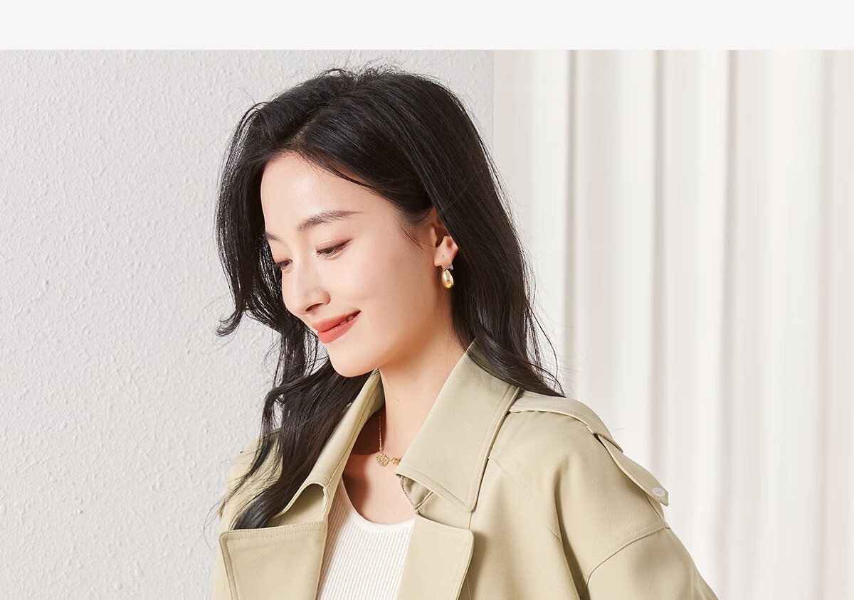 Chushen Spring And Autumn Women's Short Jacket, Fashionable And Elegant Design with Lapel Collar, Waist-Cinching Drawstring, Short Trench Coat S61D164 4