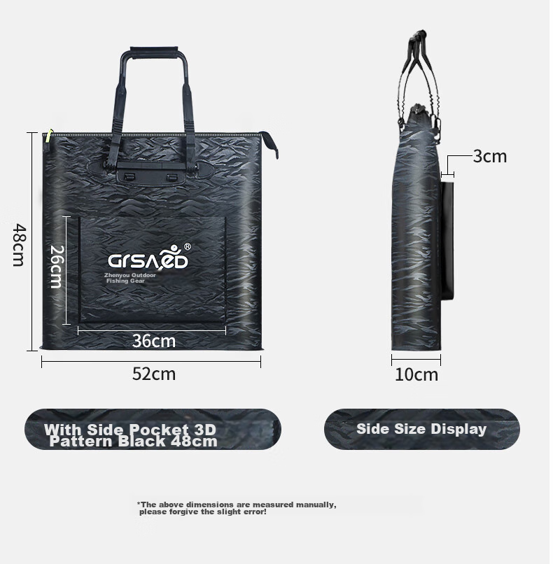 Grsaed Fishing Tackle Bag Handbag 48cm Multifunctional Waterproof Lightweight Fishing Tackle Bag Thickened Wear-Resistant Storage Live Fish Bucket Fishing Accessories Short Handle with Side Bag Gray 10