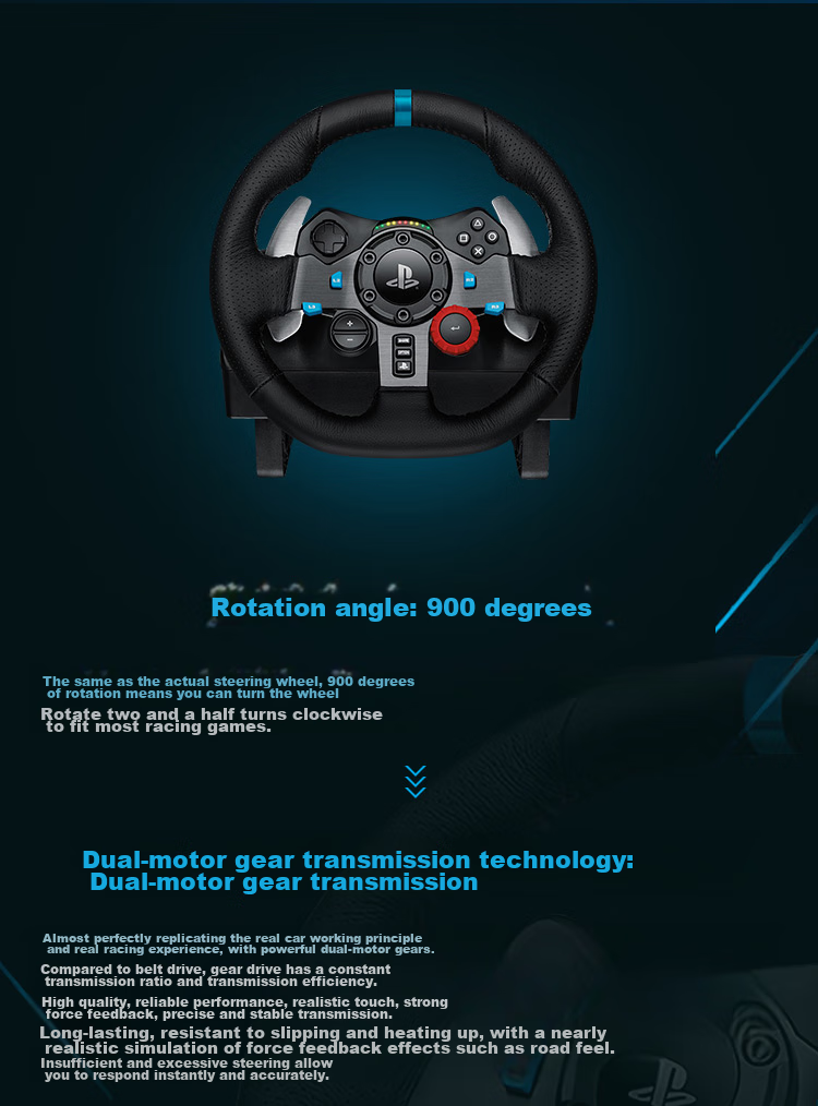 G G923 PC High-Resolution Force Feedback Racing Wheel And Pedals, Racing Simulation Driving Experience, For Horizon 4 And Okami 2 3