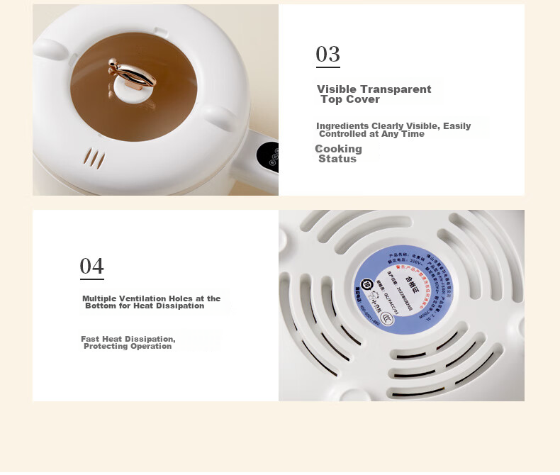 Xiaobeixiong Xiaobeixiong Baby Food Cooker Multi-Functional Electric Cooking Pot for Steaming, Boiling, Hot Pot, Noodles, Frying, Cooking Porridge And Baby Food Preparation Machine 15