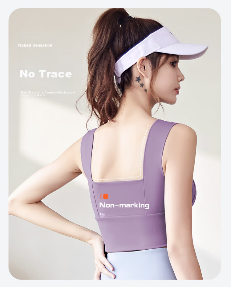 XUEXIMAN Sports Bra for Women, Shock-Absorbing, Push-Up, Professional Fitness Running Yoga Anti-Sagging Bra with Beautiful Back Design, Gray Lake Blue, M 7