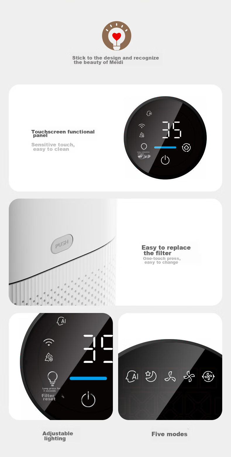 Midea [Mother And Baby Grade] Air Purifier for Home Use, Removes Formaldehyde, Smoke Odors, Allergens, Pollen, Air Purification Machine Forest Home L1 Lite 19