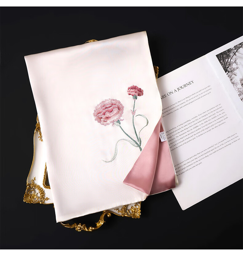 Hangsifu Silk Mulberry Silk Suzhou Embroidery Scarf, Flower Pattern Gift Box, Shawl, Outer Wear, Birthday Gift for Mom, High-End Mid-Autumn Festival Present 20