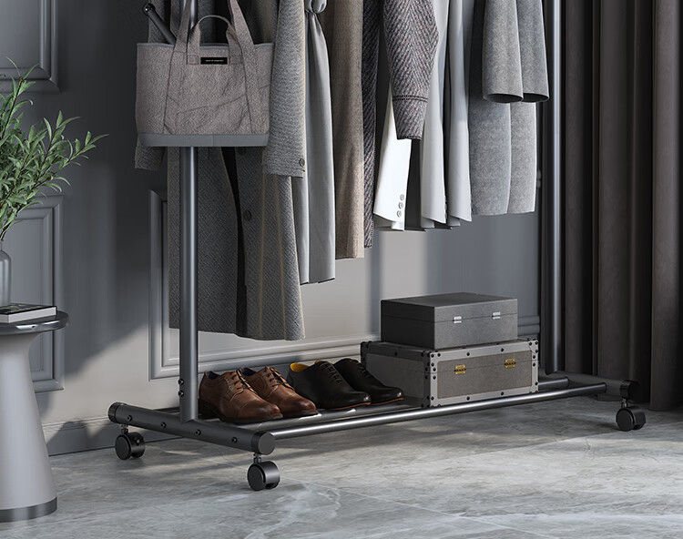 Yicainianhua Clothes Drying Rack, Floor-Standing Movable Bedroom Hanger, Simple Drying Rack for Clothes, Balcony Drying Pole, Coat And Hat Stand, 2006GY 2