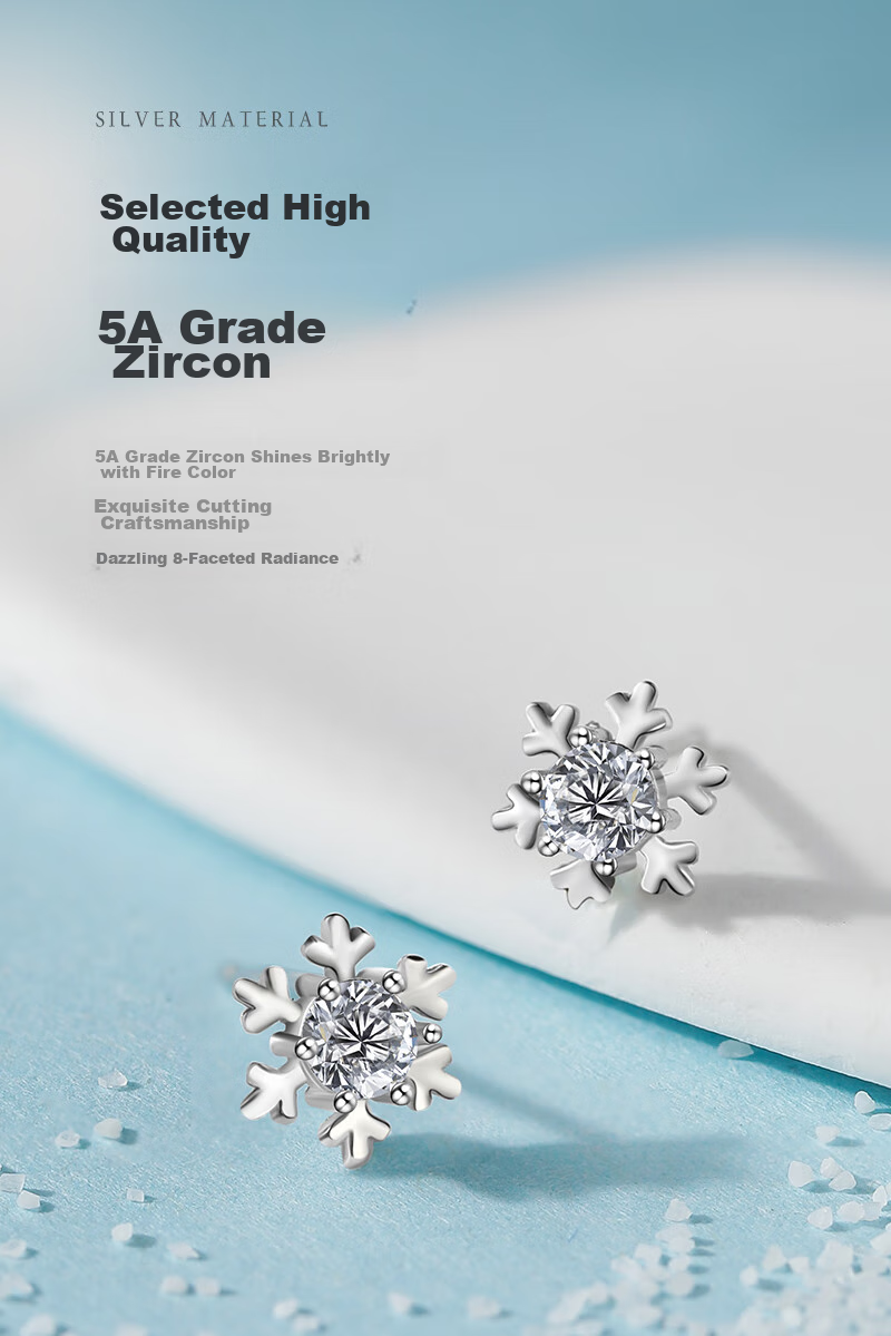 MANHE S925 Silver Stud Earrings for Women, Snowflake Earrings, New Style for 2026, Jewelry Gift for Wife's Birthday, Present for Female Friends 5