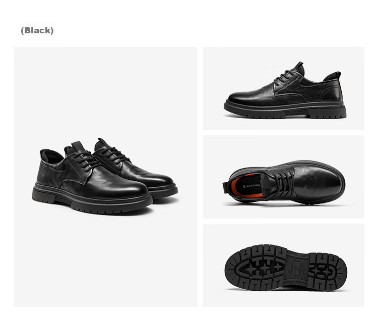 MONTAGUT Men's Shoes, 2026 British Style Spring New Light Luxury Business Formal Dress Men's Suit Lace-Up Casual Shoes, Heightening Shoes for Me 19