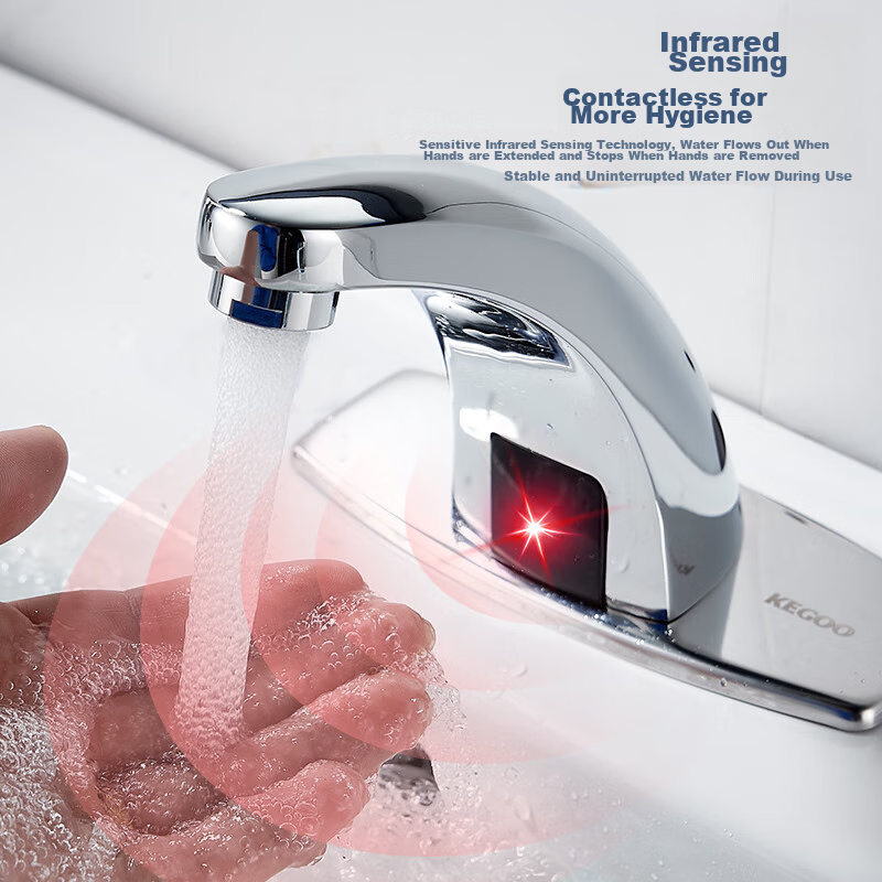 KEGOO Sensor Faucet, Single Cold Basin Battery Model, Automatic AC/DC Electric K1039 for Bathroom Sink And Washbasi