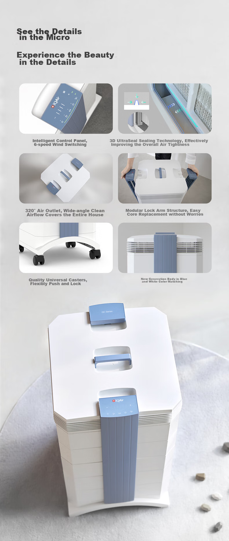 IQAir Air Purifier Long-Lasting Formaldehyde Removal, Bacteria And Virus Elimination for Renovation And New Home Construction, Swiss Original Import Intelligent GC Series XE 17