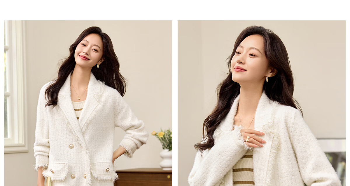 PinCai Women's Small Fragrance Style Mid-Length Elegant Coat Oriental Minimalist Luxury Tassel Jacket P144F6005 19