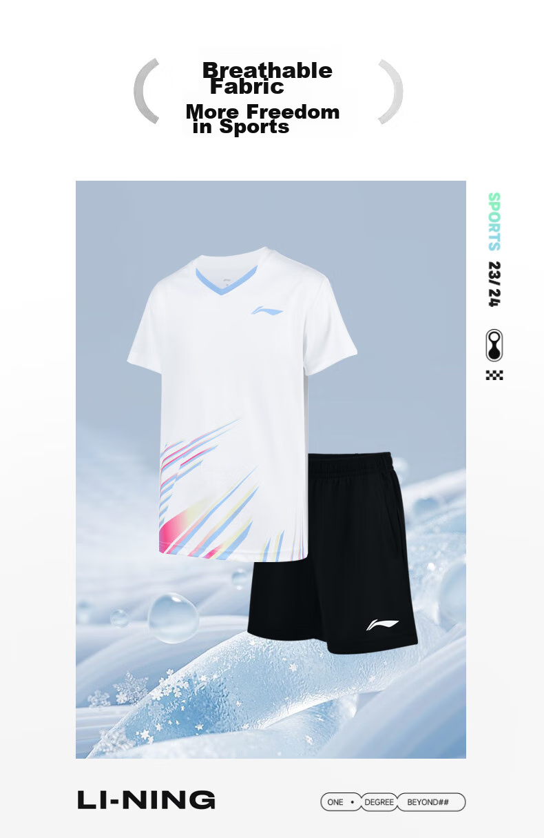 Li-Ning Badminton Club Series Quick-Dry Competition Set for Men And Women, Two-Piece Match Uniform Team Outfit 7