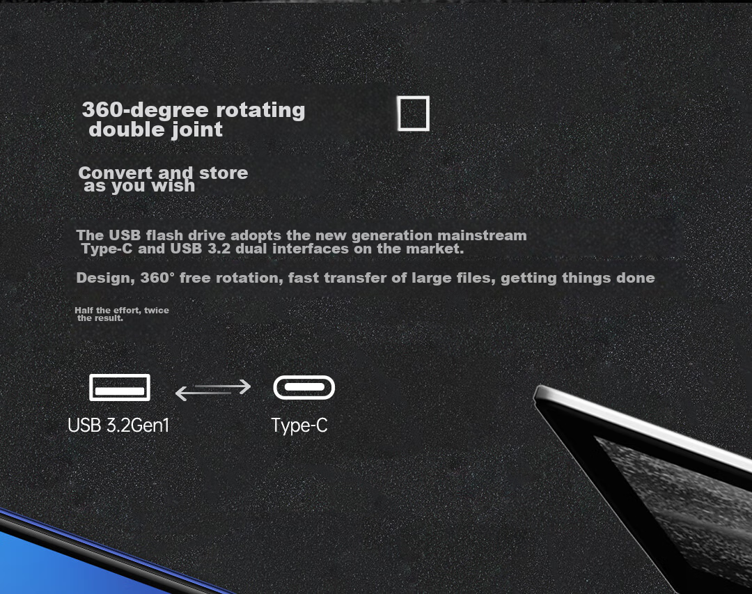 Lenovo Invests in Brand Yinengzhe 128GB Type-C USB3.2 Flash Drive, F500 MAX Gun Color, 230MB/s, Dual-Use for Phone And Computer, 360° Rotation, Dual Interface Thumb Drive 6