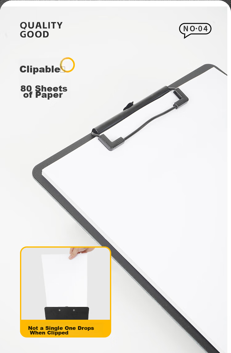 SIMAA A4 Landscape Folding Clipboard File Folder Writing Board Meeting Folder Writing Tablet Poetry Recitation Contract Signing Plastic Clipboard Exam Paper Document Storage Folder Black 8476 5