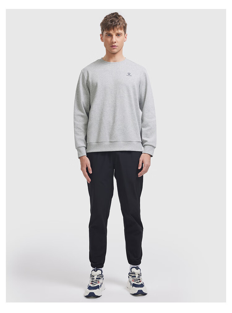 KELME Men's Winter Fleece-Lined Thickened Sweatshirt Casual Versatile Couple Pullover Women's Crew Neck Top Agate Black M 9