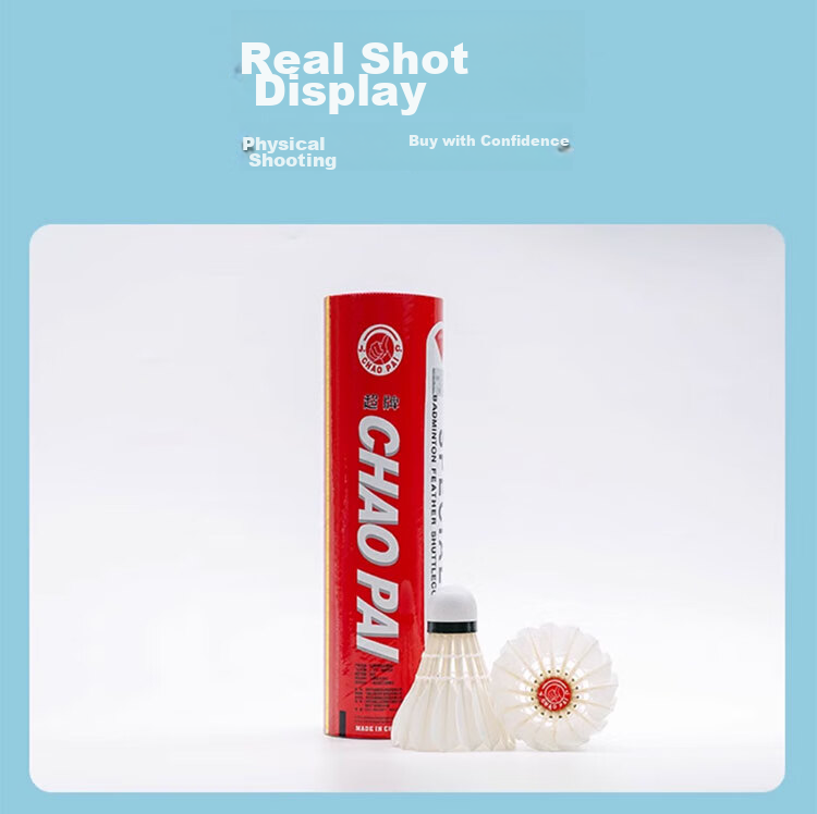 CHAO PAI Badminton Shuttlecocks, Professional Competition, Three-Piece Design, Cork, Durable And Stable, 6-Pack, Speed 77 8