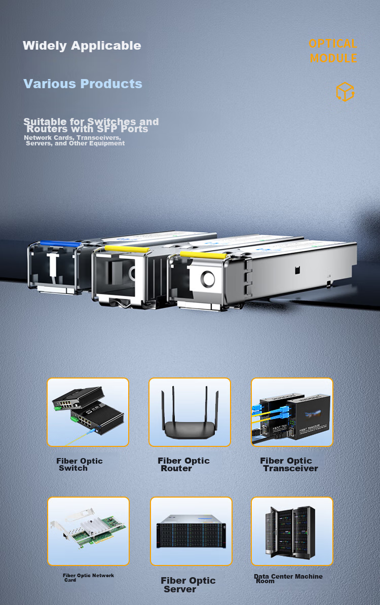 Guanghang Gigabit Optical Module SFP Optical Module 1.25G Single-Mode Optical Module Single-Mode Single-Fiber 1310nm/1550nm, 3KM, LC Interface One Pair GH-GE 8