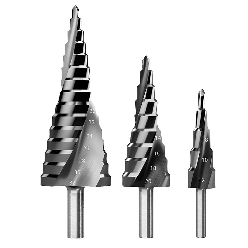 HUHAO Pagoda Drill Bit, High Hardness, for Drilling Iron Plates And Stainless Steel, Step Drill Bit, Hole Opener, Reamer, And Adapter