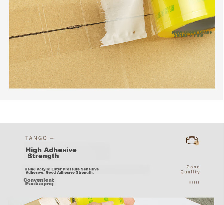 TANGO Packing Tape, 60mm*91.4m, 5 Rolls, 50um Thick, High Adhesive, Tear-Resistant, for Express Delivery, Office, Home, Business Moving, T19839, Highly Transparent, Packaging And Sealing, Strong And Unbreakable 9