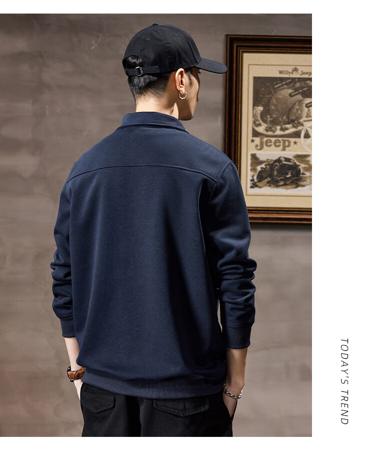 JEEP Spring And Autumn 2026 New Men's Sweatshirt with Lapel Collar, Versatile Casual Jacket, Loose-Fitting Sports Polo Collar Top for Men's Wear 25
