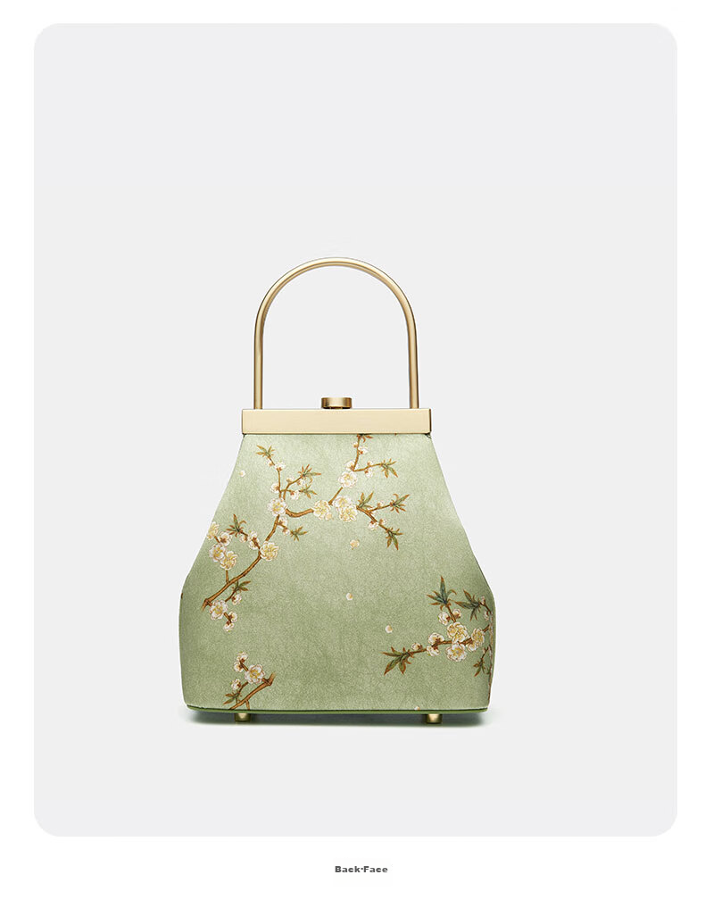 PmSix Mother's Day Gift for Mom Or Wife, Women's Handbag, Silk New Chinese Style Cheongsam, Handheld Or Shoulder Bag, Gold-Trimmed Bag 14