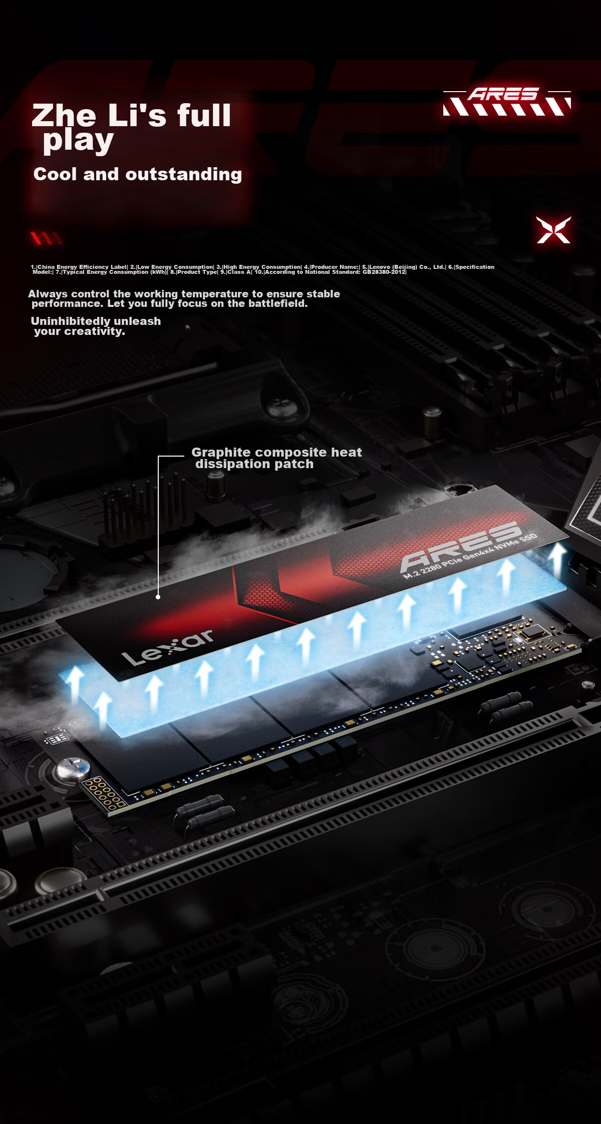 Lexar 4TB SSD ARES Series M.2 Interface (NVMe Protocol) PCIe 4.0x4 Read Speed 7400MB/s TLC NAND Gaming And PC Build 8