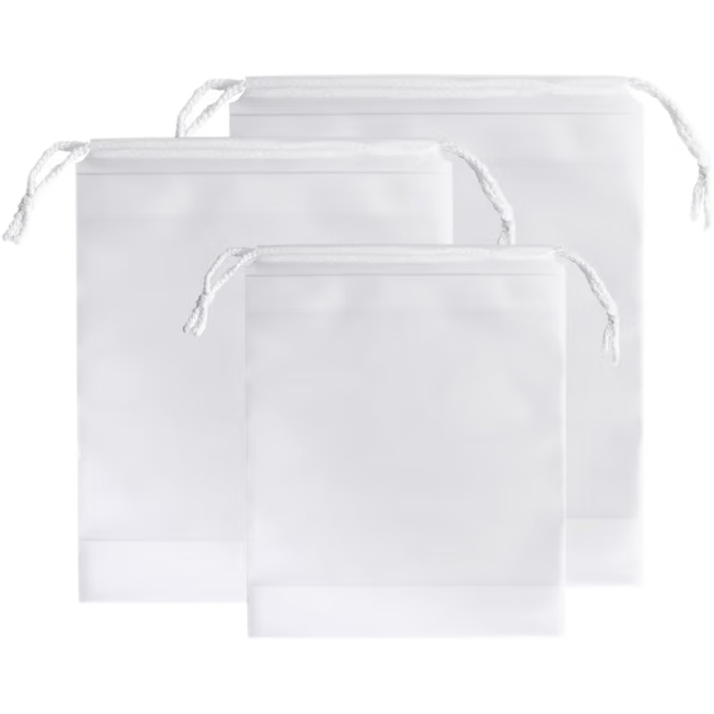 Baicaoyuan Travel Storage Bag, Shoe Organizer Bag, Waterproof Transparent Sealed Drawstring Laundry Bag, EVA Material, Frosted White