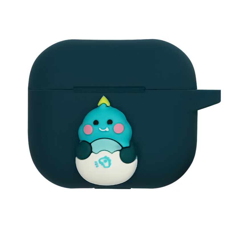 ESCASE Compatible with AirPods 3rd Generation Protective Case Apple 3 Wireless Bluetooth Earphones Cartoon Silicone Full Coverage Shockproof Dustproof Creative Cute Dinosaur Dark Green 2