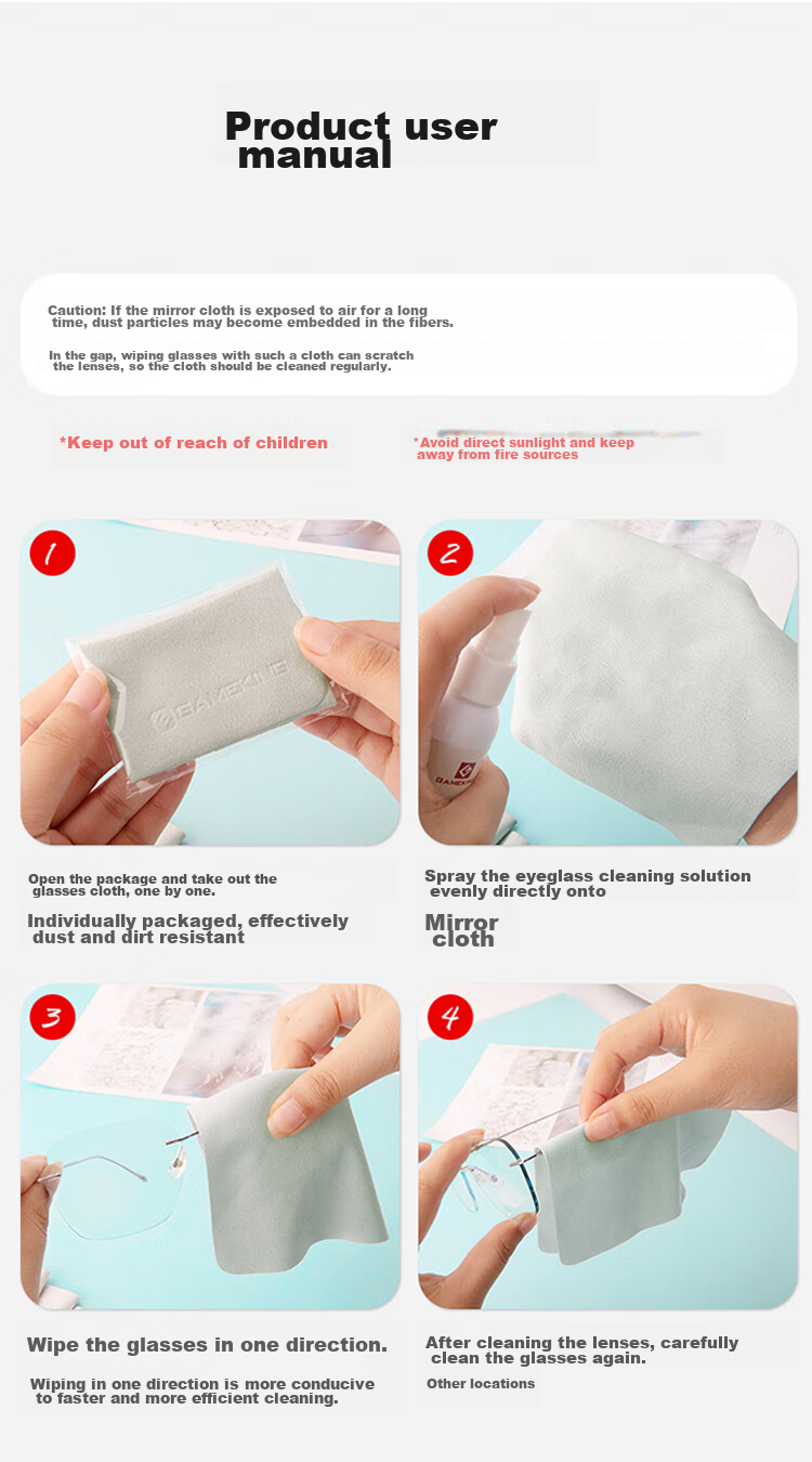 Gameking High-Quality Professional Cleaning Suede Eyeglass Cloth, Gentle on Lenses, for Phone And Camera Screens, 10-Pack 15
