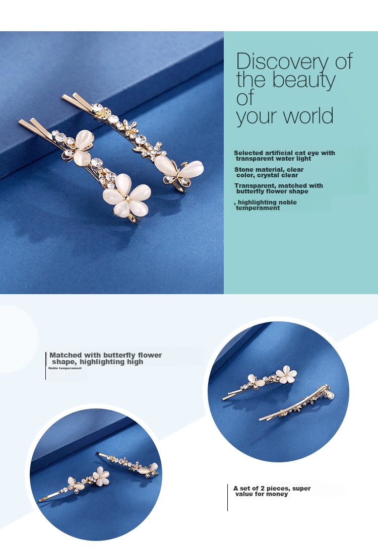 CHIMERA 2-Piece Hair Clip Set, Simple Side Bangs Clips, Hair Accessories, Mid-Autumn Festival Gift for Girls 3