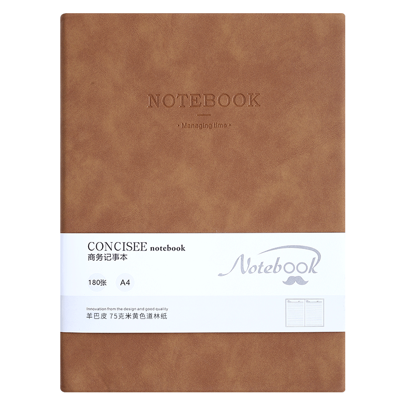 Faramon A4 Notebook, 360 Pages, Business Notepad, Thick Leather Cover Journal, Vintage Office Stationery, Diary, Meeting Minutes Book, Brow