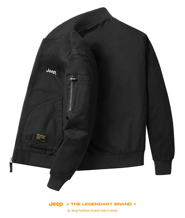 JEEP Men's Jacket, Spring And Autumn Baseball Collar Loose Casual Workwear Clothing, Blue, M 19
