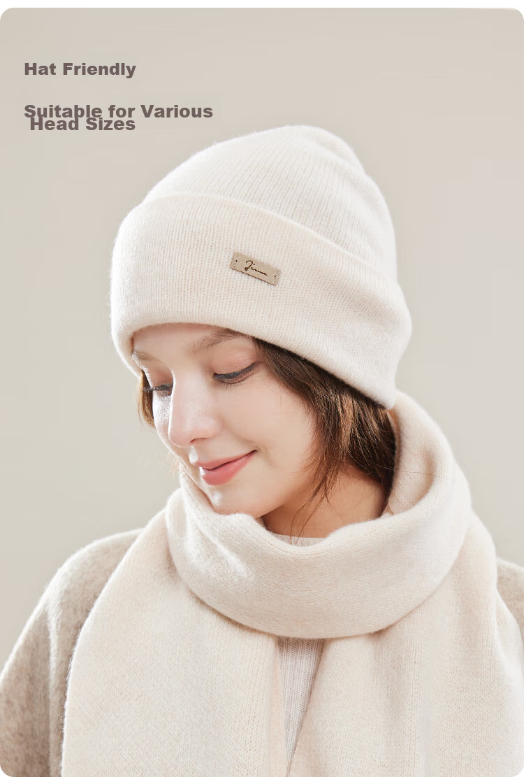JIUMU Pure Wool Warm Knit Hat, Autumn And Winter Knitted Cap, Cold Hat, Winter Hat, Maternity Hat, Outdoor Cold-Proof Hat for Women in Winter 4