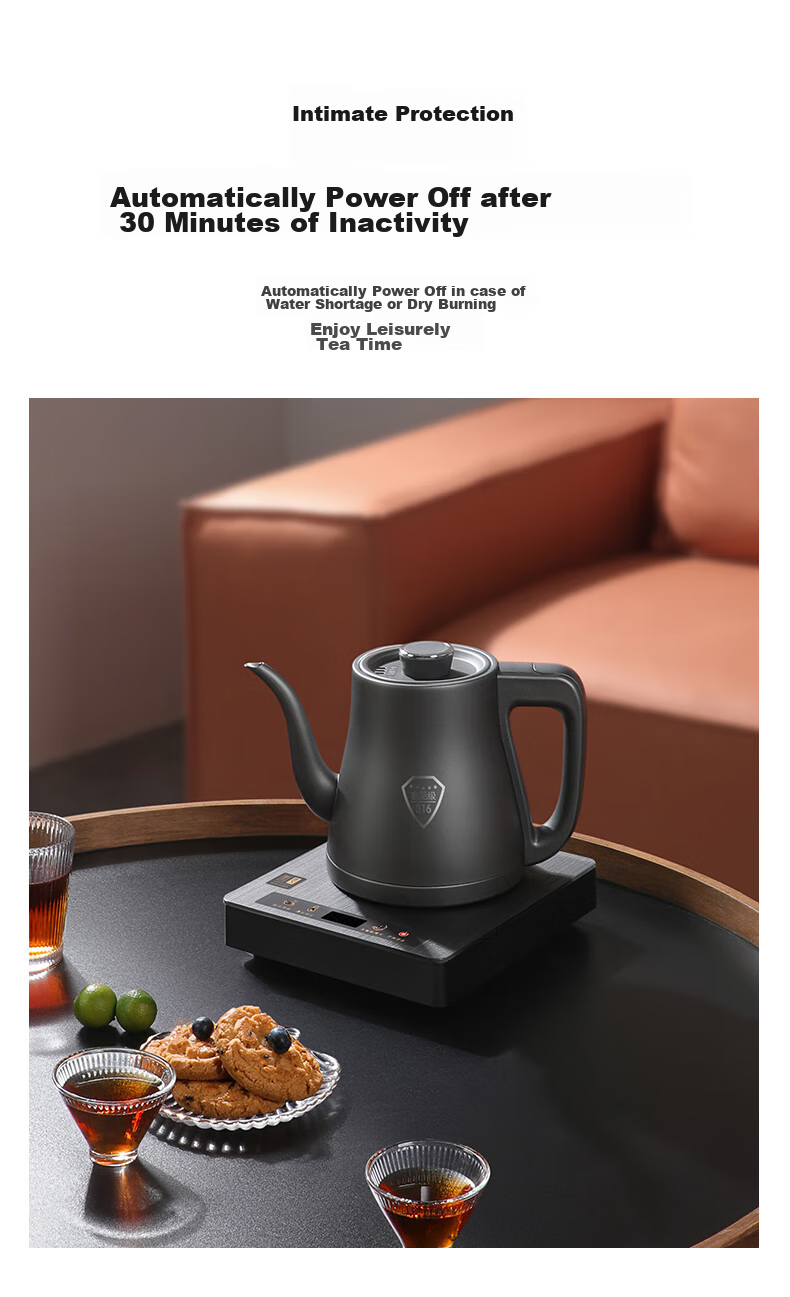 FUNORK Fully Automatic Electric Kettle with Tea Tray, Water Boiler, Specialized All-In Tea Table, Tea Set, Electric Tea Stove, Titanium Gray Handle, Single Burner 11