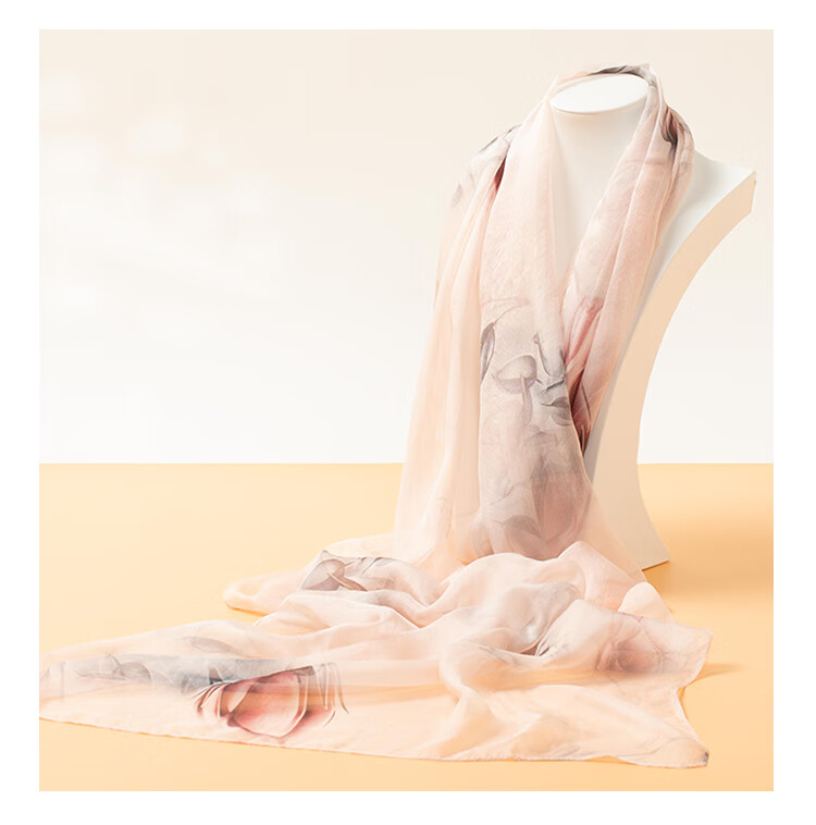 Shanghai Story Women's 100% Mulberry Silk Chiffon Scarf Sunscreen Shawl Birthday Gift Scarf Gift Box Rose Pink 16